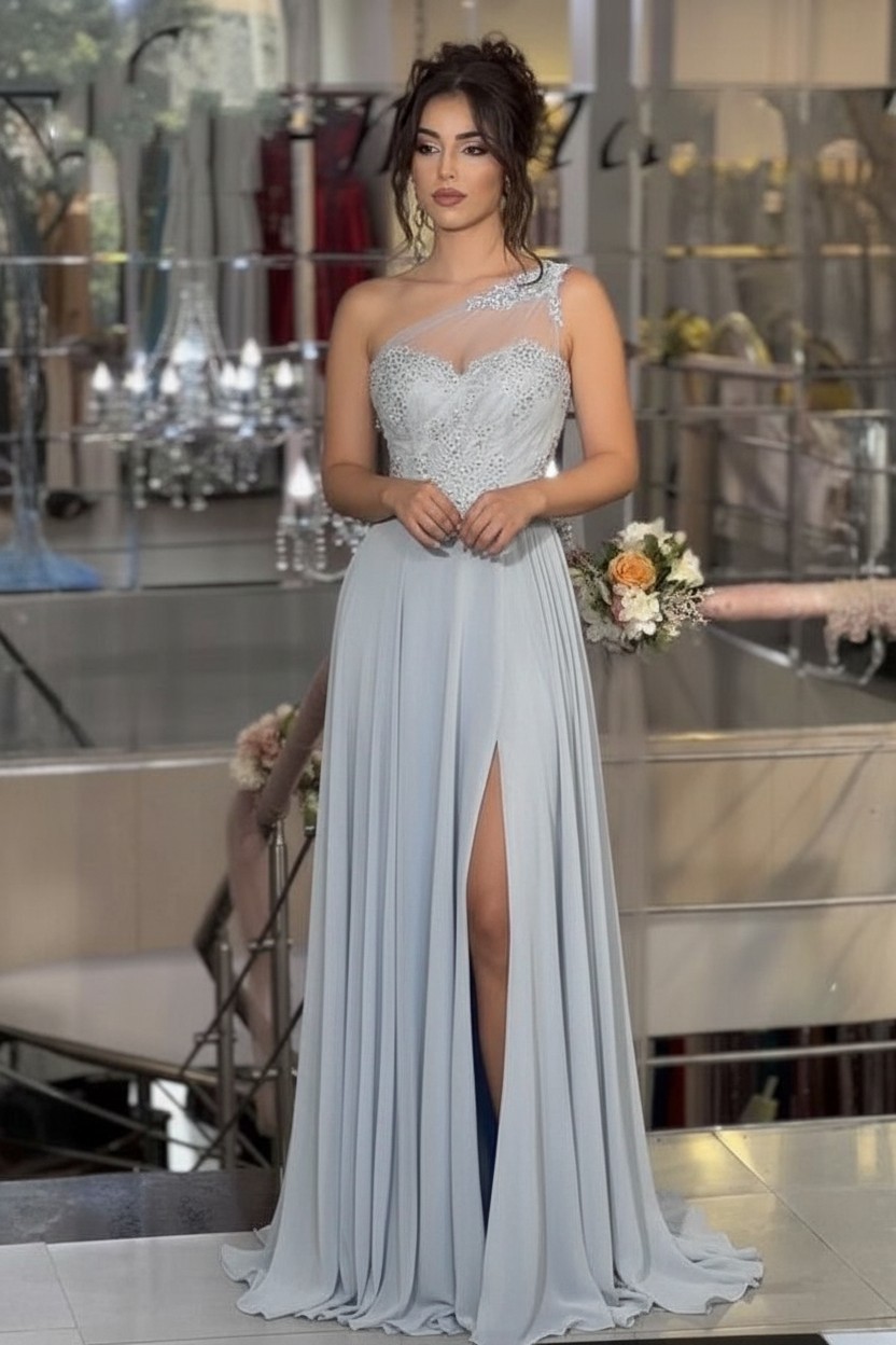 Himmel Blaue Abendkleider Lang Schlichte Ballkleider Günstig