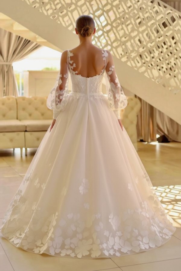 Moderne Brautkleider mit Ärmel | A Linie Hochzeitskleider Günstig