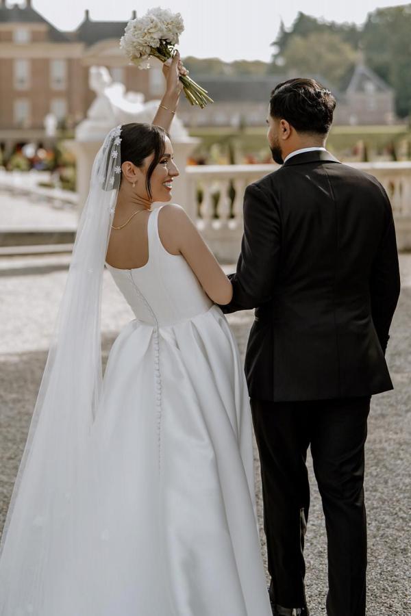 Satin Brautkleider Schlicht | Hochzeitskleider A Linie Günstig-Misshow.de