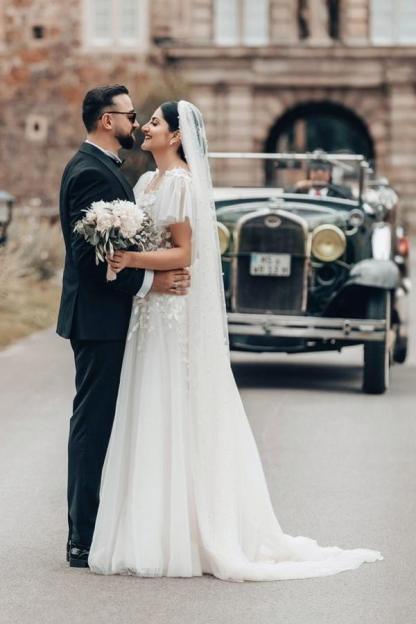 Schlichte Hochzeitskleider Mit Spitze | Boho Brautkleid A Linie