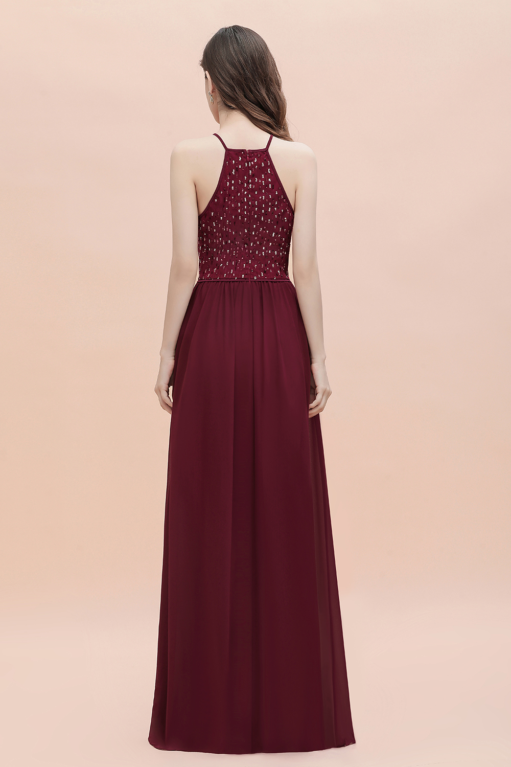 Elegante Burgundy Brautjungfernkleider Lang Günstig-Misshow.de