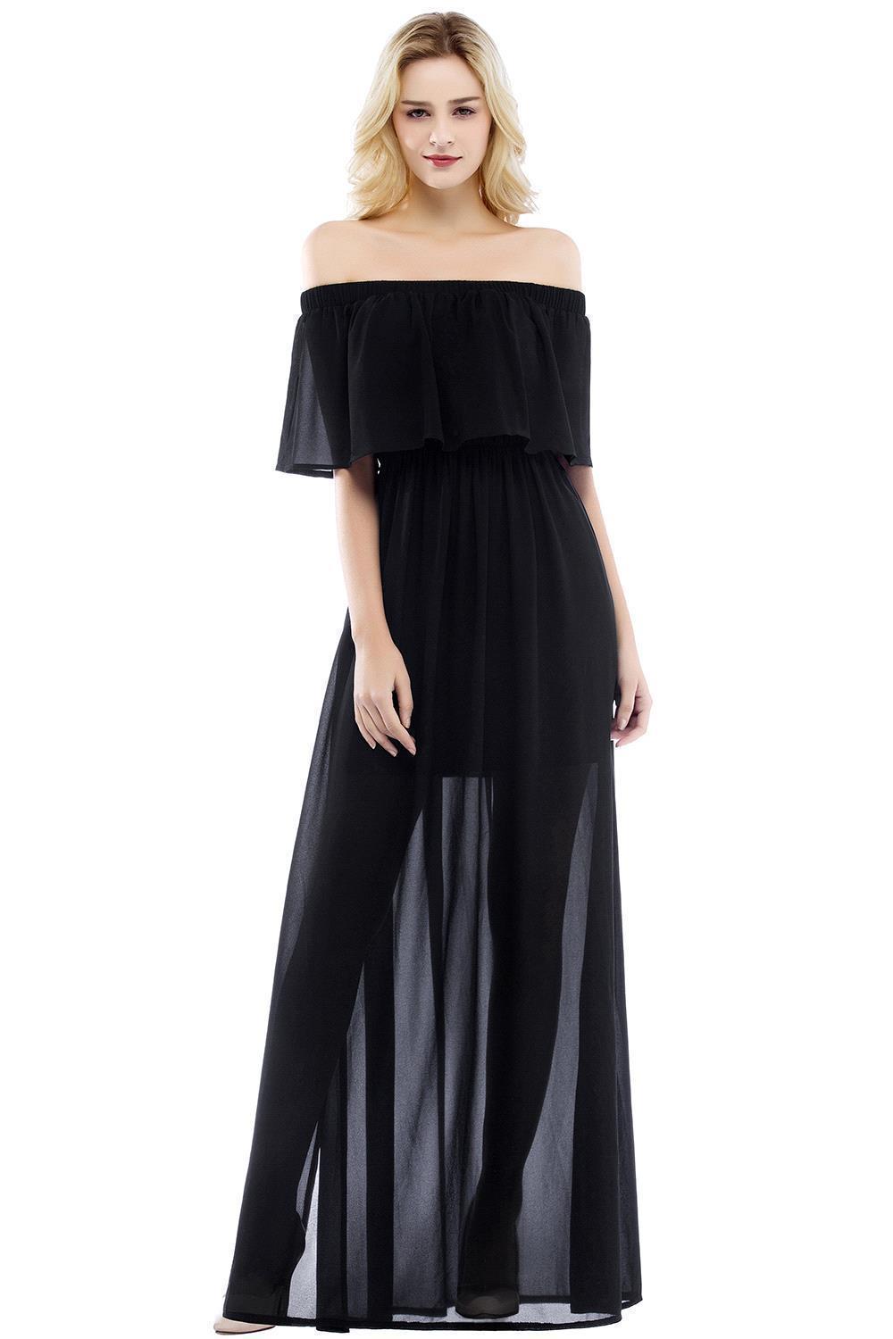 Schwarzes Abenkleid Lang | Schlichtes Abiballkleid Günstig