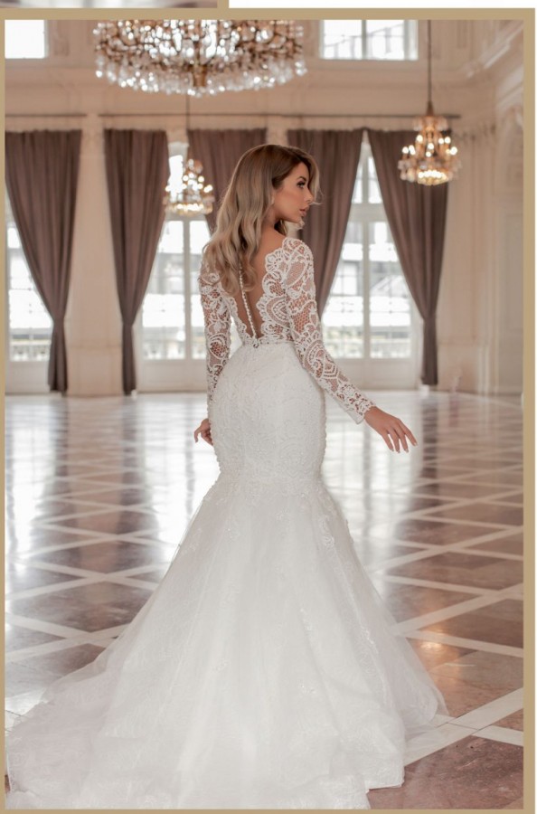 Elegante Hochzeitskleider mit Ärmel | Brautkleider Meerjungfrau Spitze-Misshow.de