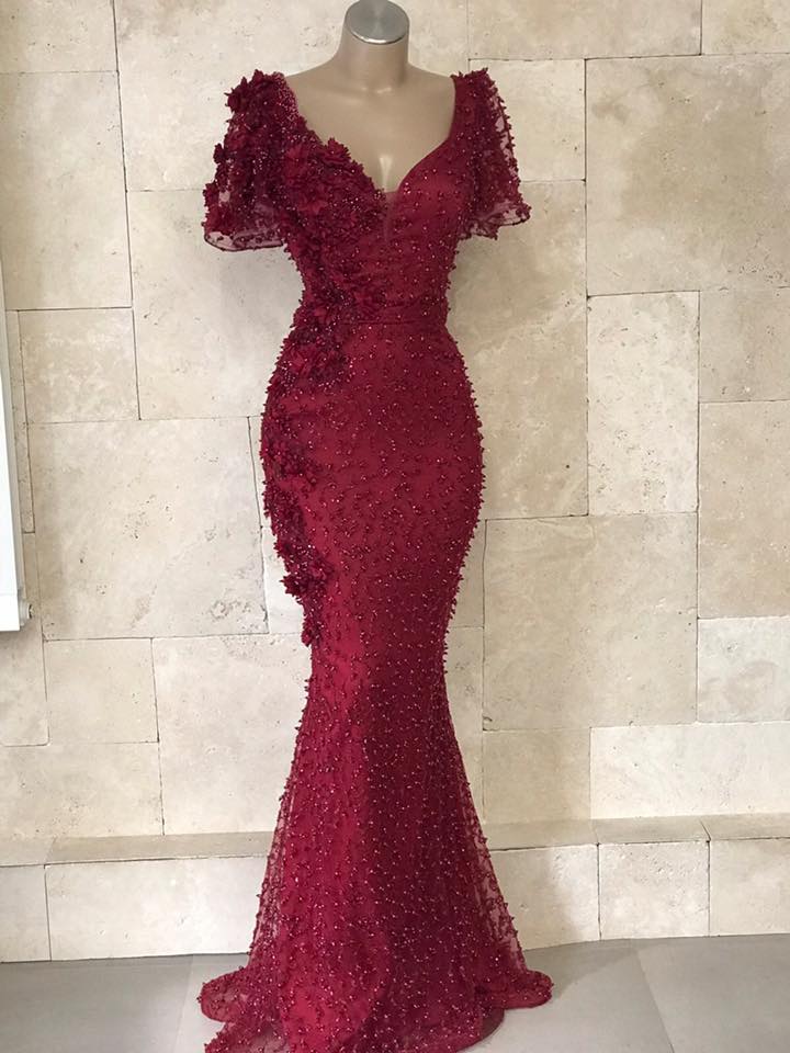 Festliche Kleider Abendkleid Weinrot | Abendkleider Lang Mit Ärmel-Misshow.de