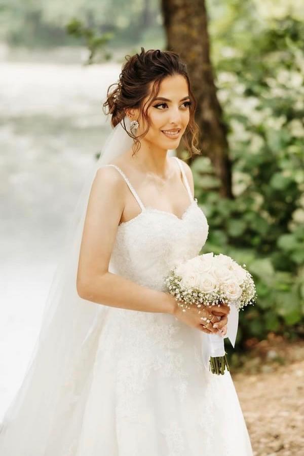 Schönes Hochzeitskleid A Linie | Brautkleider mit Spitze