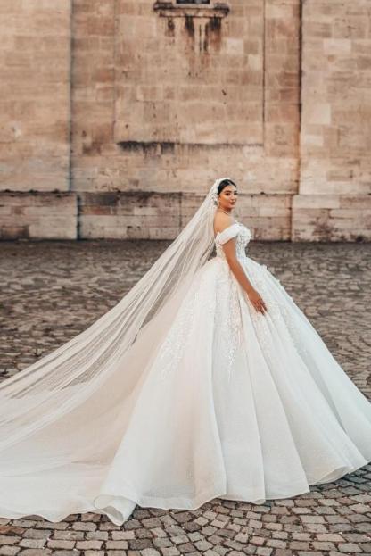 Neue Hochzeitskleider mit Spitze | Brautkleider A Linie Glitzer
