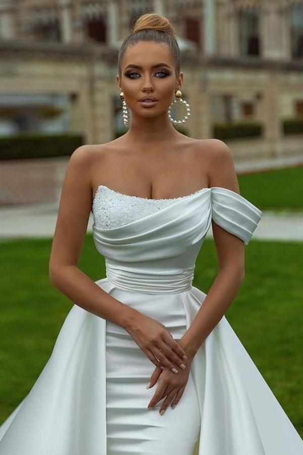 Elegante Brautkleider A Linie | Satin Hochzeitskleider Online-Misshow.de