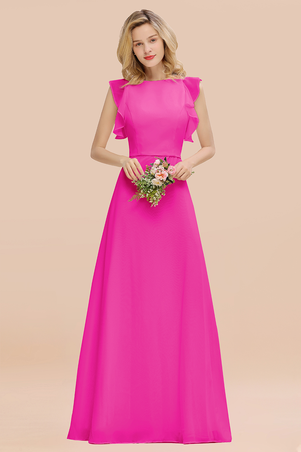 Rosa Bruatjungfernkleider Chiffon | Kleider Brautjungfer Günstig-Misshow.de