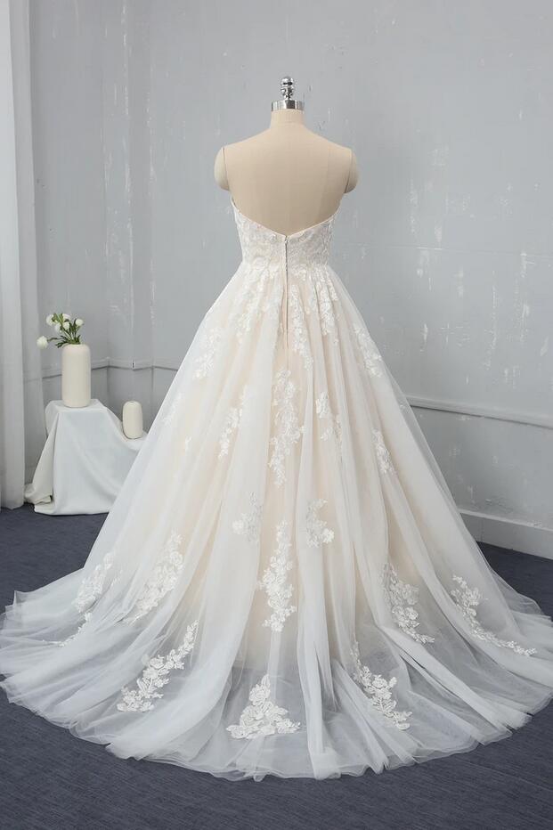 Brautkleid Standesam | A Linie Hochzeitskleid Spitze-Misshow.de