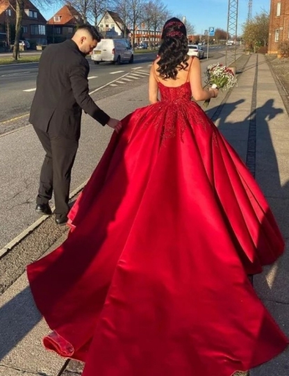 Rote Hochzeitskleider Prinzessin | Wunderschöne Brautkleider Lang