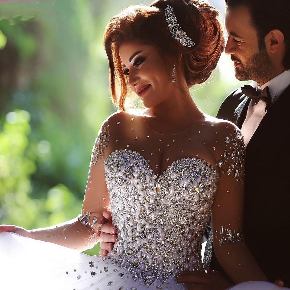 Luxus Brautkleider Prinzessin mit Ärmel | Hochzeitskleider Mit Glitzer-Misshow.de
