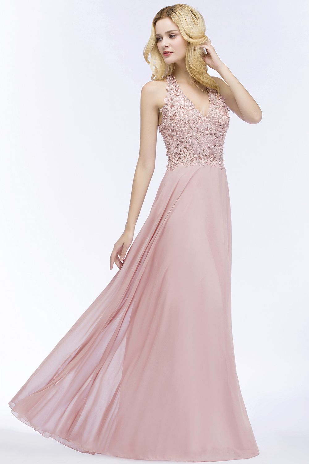 Schlichtes Abendkleid Lang Rosa | Abendmoden Online