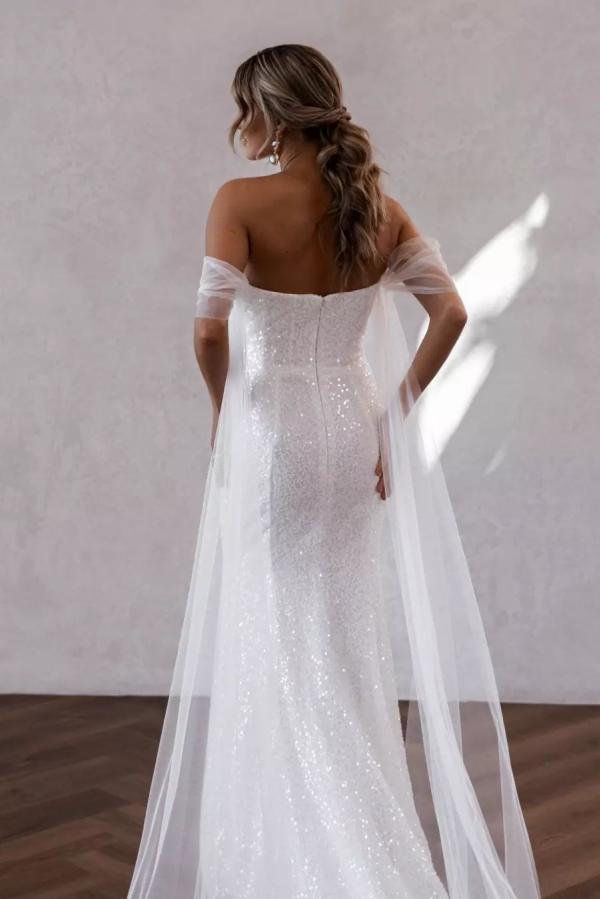 Schlichte Brautkleider Glitzer | Hochzeitskleider Meerjungfrau-Misshow.de