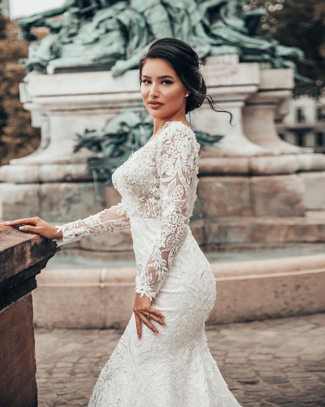 Elegante Brautkleider meerjungfrau Spitze | Hochzeitskleider mit Ärmel-Misshow.de