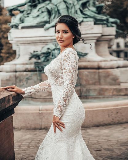 Elegante Brautkleider meerjungfrau Spitze | Hochzeitskleider mit Ärmel