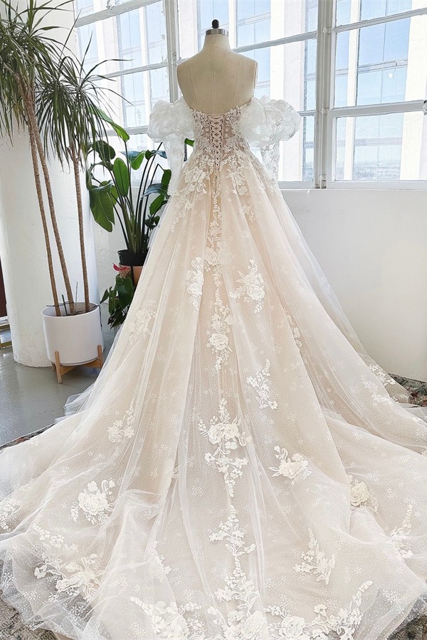 Wunderschöne Hochzeitskleider A Linie | Brautkleider mit Spitze-Misshow.de