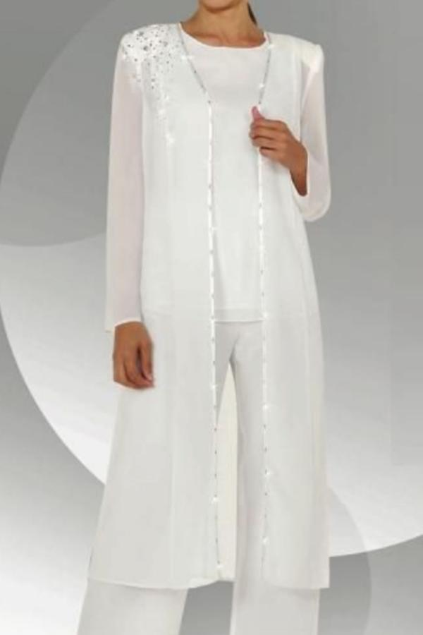 Hosenanzüge Chiffon Mutterkleid mit Jacket | 3 Teilen Brautmutterkleider