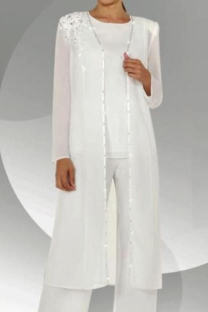 Hosenanzüge Chiffon Mutterkleid mit Jacket | 3 Teilen Brautmutterkleider