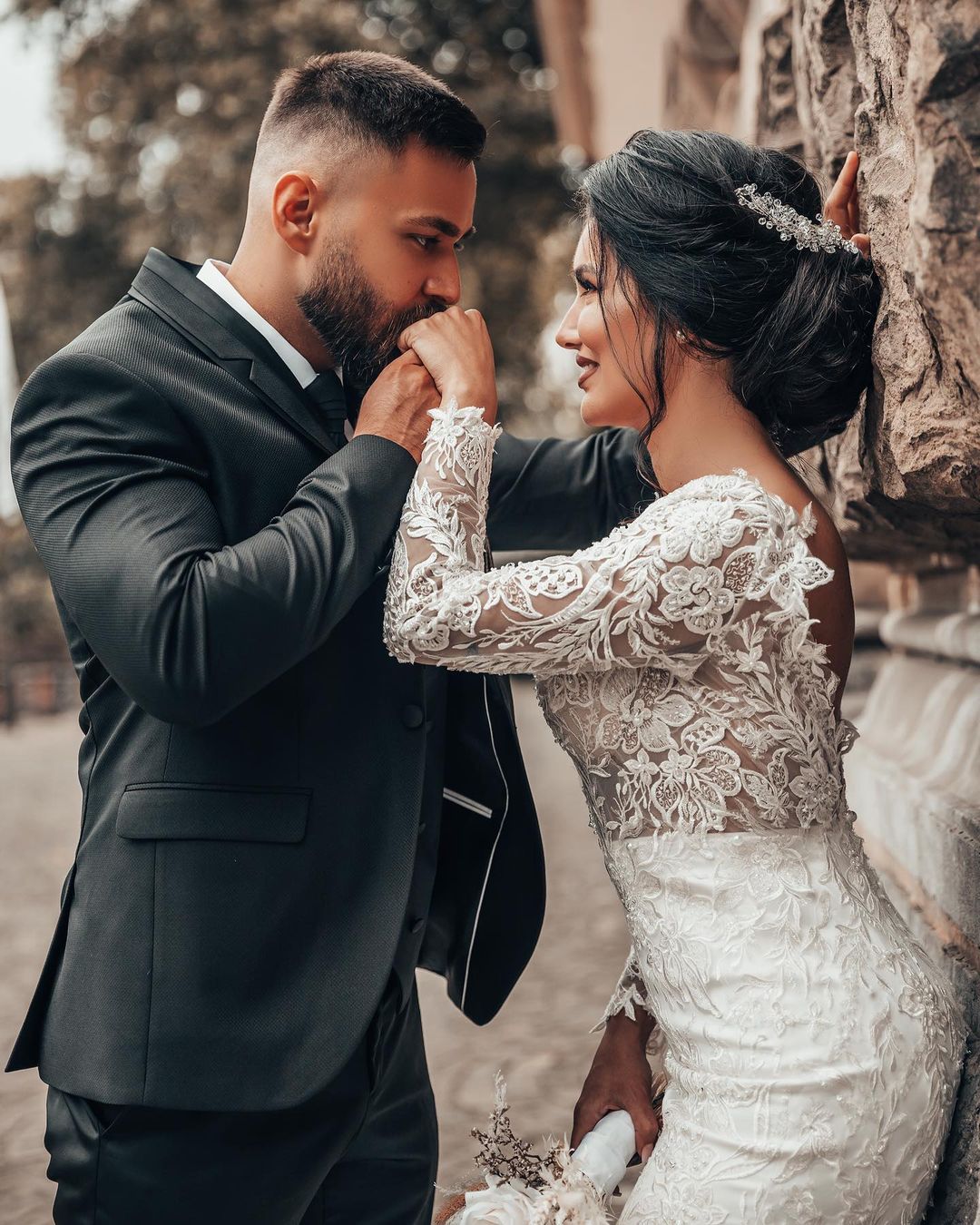 Elegante Brautkleider meerjungfrau Spitze | Hochzeitskleider mit Ärmel-Misshow.de