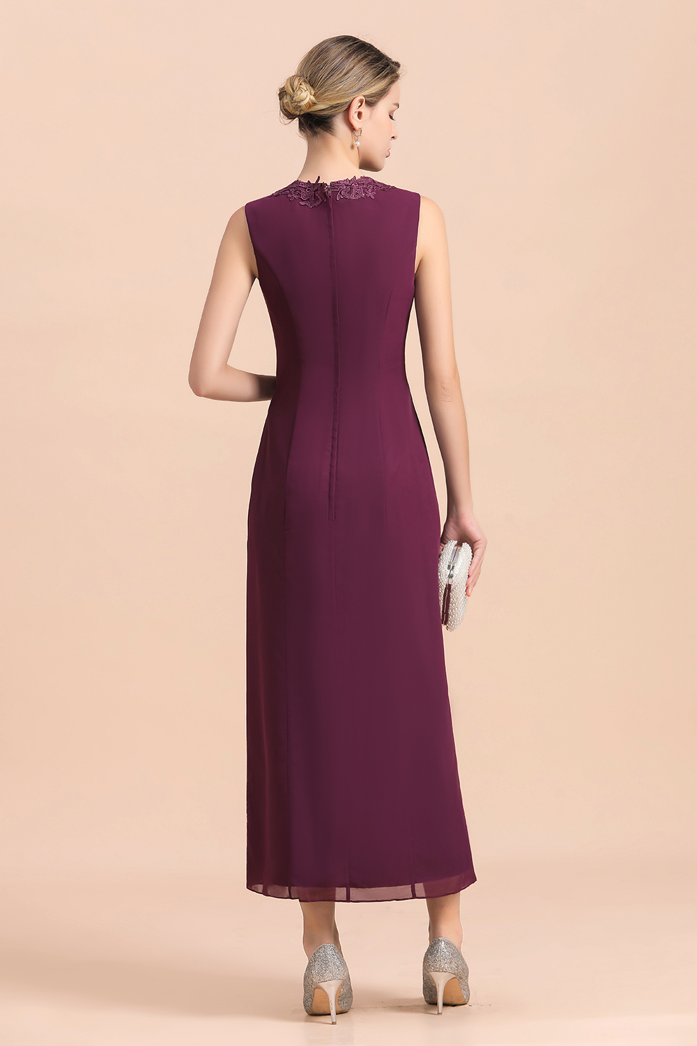 Grape Brautmutterkleider mit Jacket | Chiffon Kleider Brautmutter Suit-Misshow.de