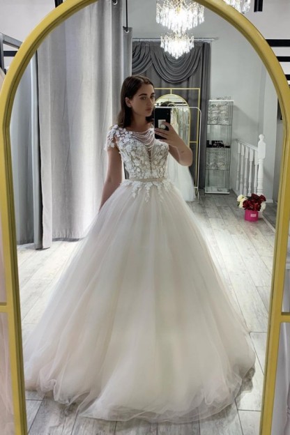 Weiße Hochzeitskleider A Linie | Brautkleider mit Spitze