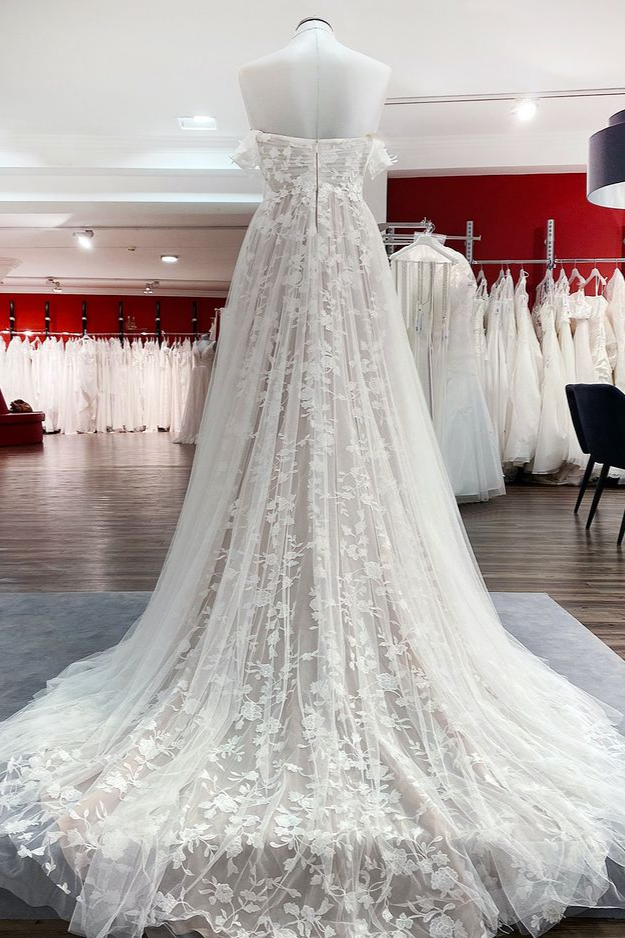 Boho Hochzeitskleider A Linie Spitze | Brautkleider Günstig-Misshow.de
