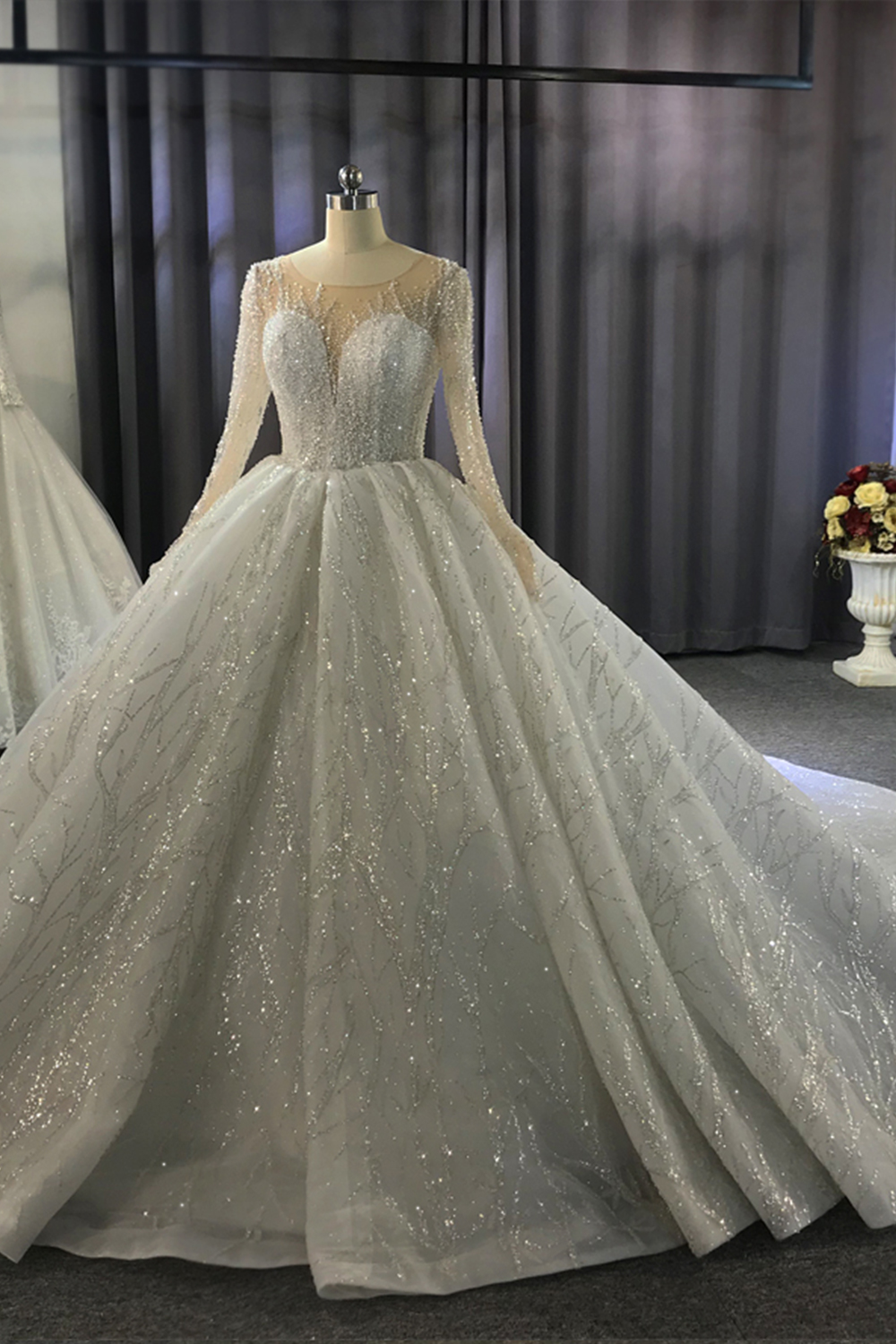 Designer Hochzeitskleider Prinzessin | Hochzeitskleid Lange Ärmel