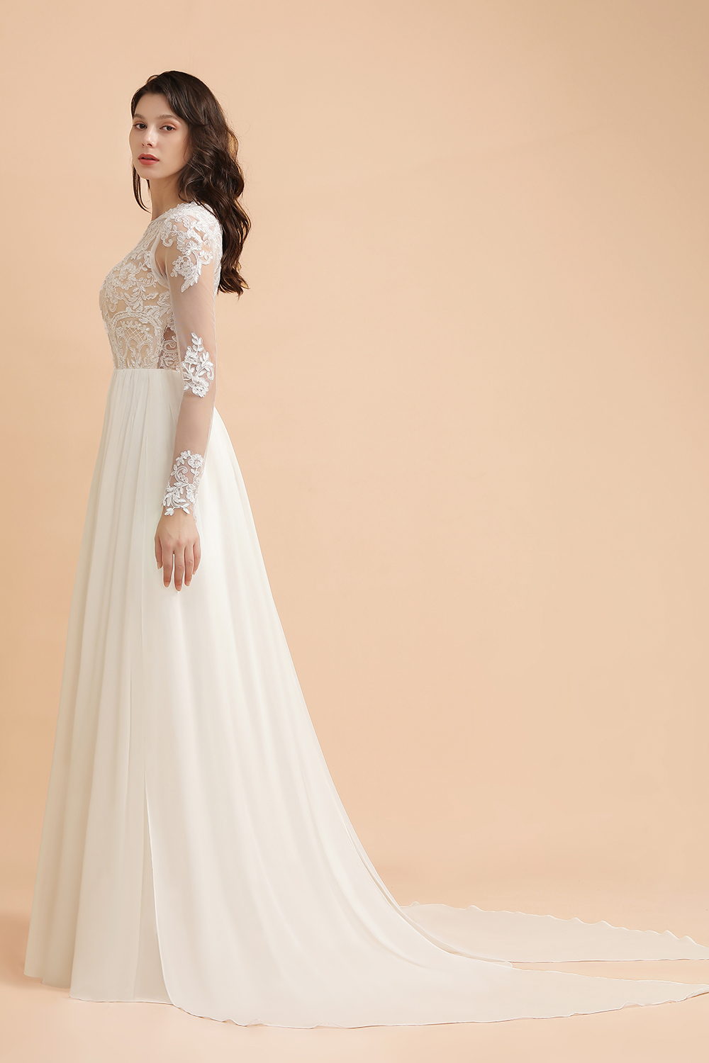 Schlichtes Brautkleid A Linie | Hochzeitskleider mit Ärmel