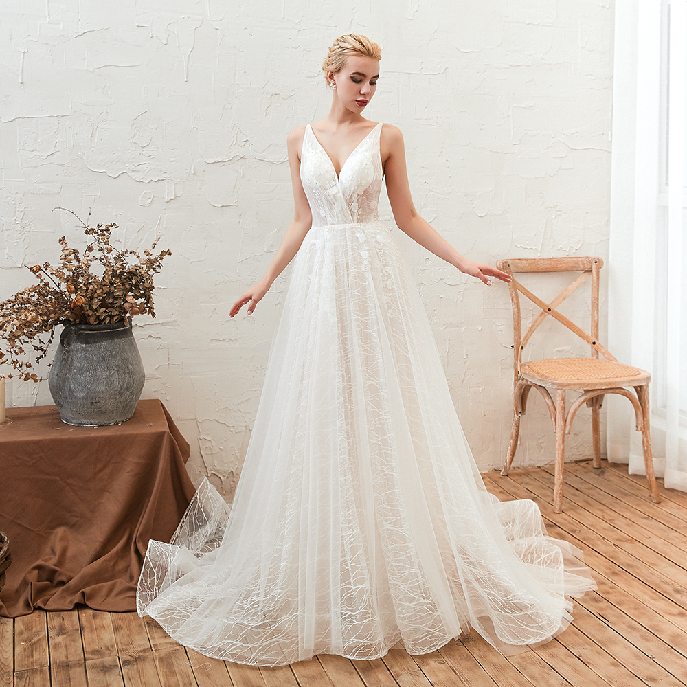 Boho Hochzeitskleid A Linie | Schlichte Brautkleider Günstig Online