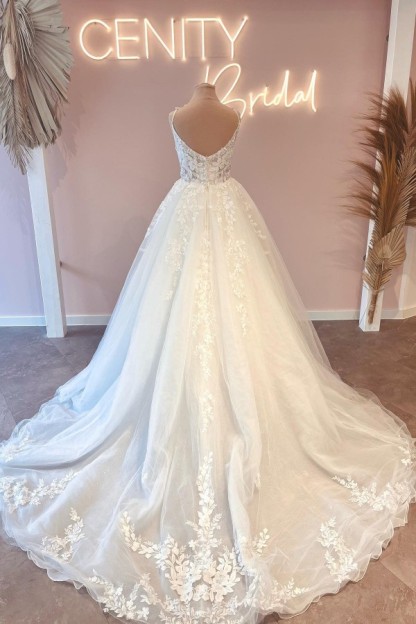 Schöne Brautkleider Spaghetti-Träger Spitzer | Hochzeitskleider online