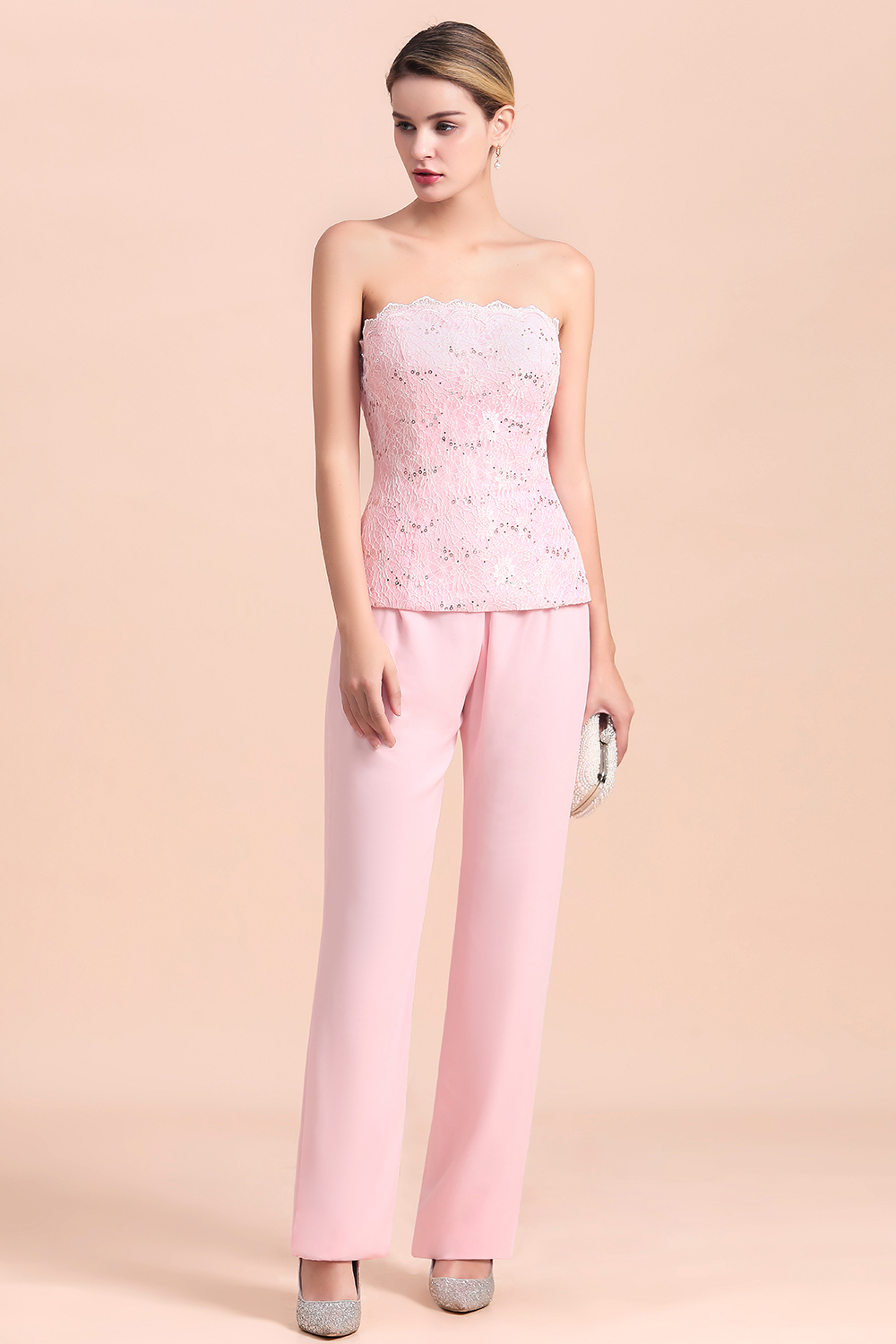 Rosa Brautmutterkleider Mit Bolero | Jumpsuit Brautmutterkleid Günstig-Misshow.de