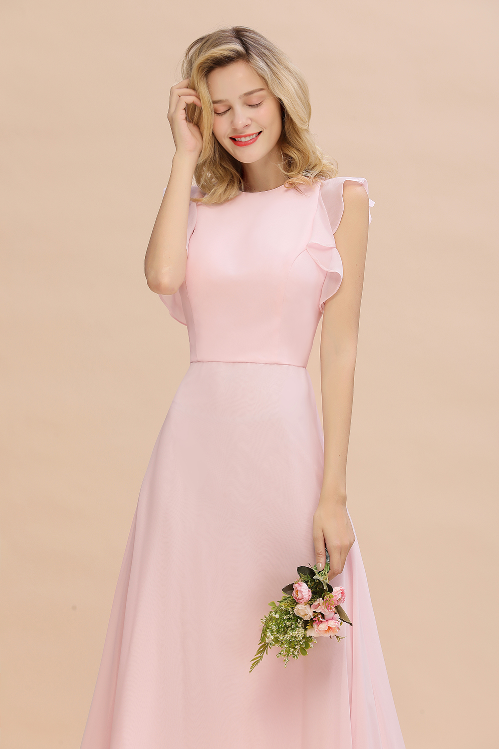 Rosa Bruatjungfernkleider Chiffon | Kleider Brautjungfer Günstig-Misshow.de