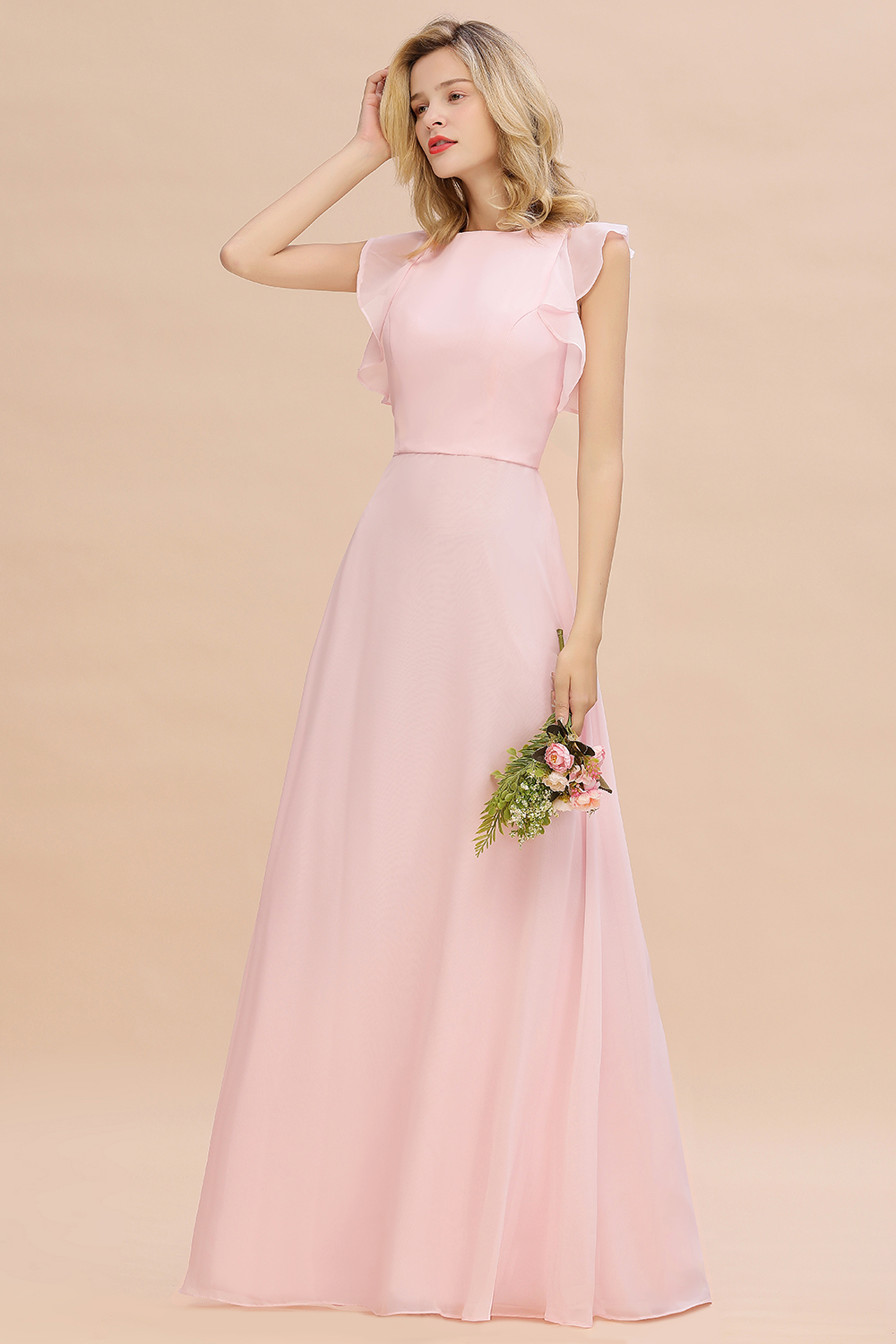 Rosa Bruatjungfernkleider Chiffon | Kleider Brautjungfer Günstig-Misshow.de
