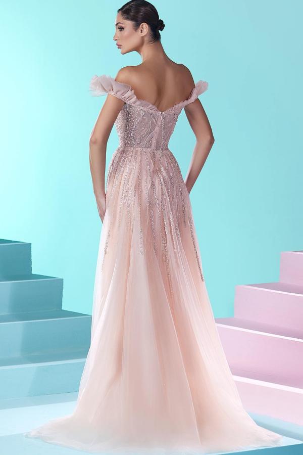 Rosa Abendkleid Lang Günstig | Abiballkleider mit Glitzer-Misshow.de
