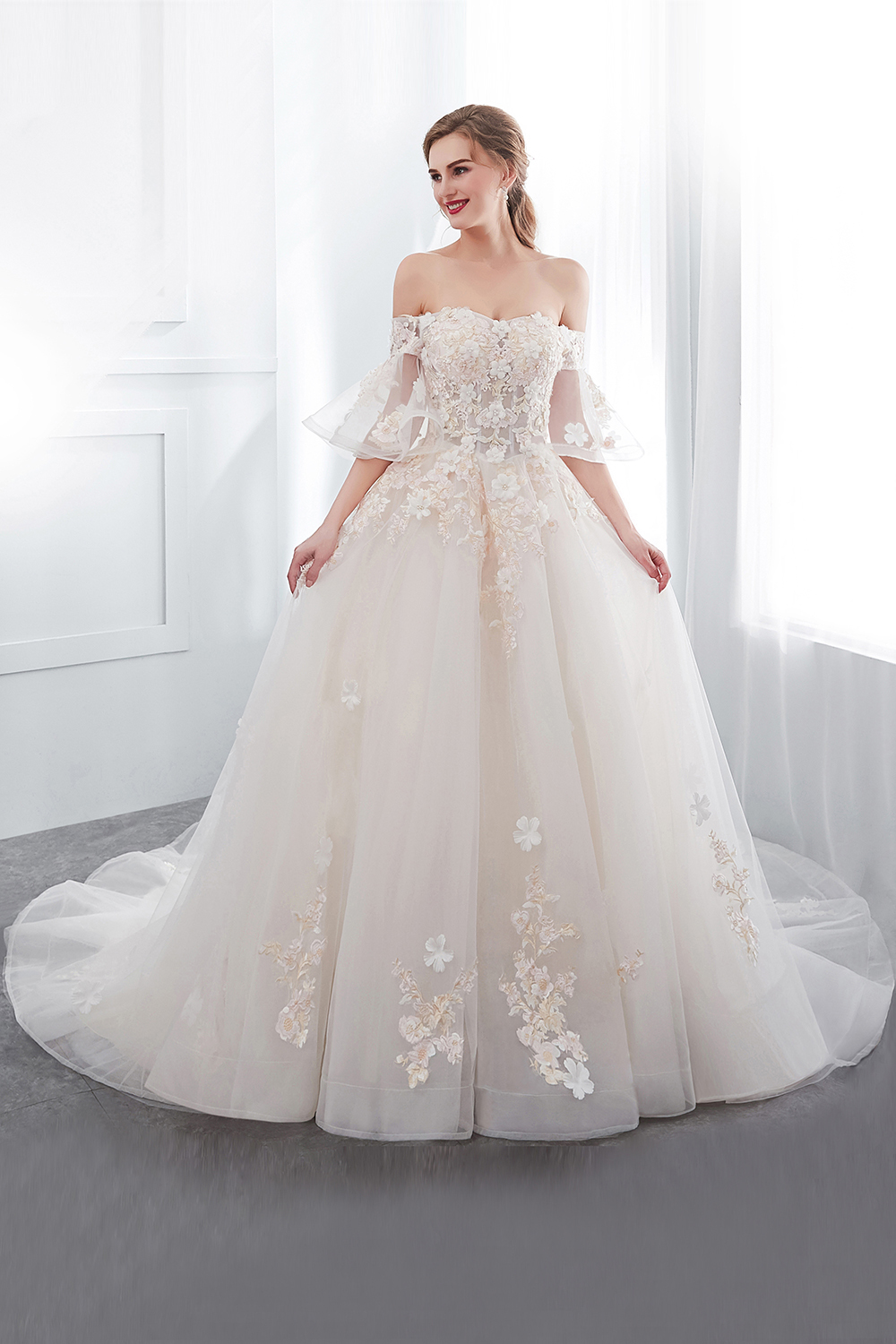 Hochzeitskleider Prinzessin Luxus | Brautkleider mit Ärmel