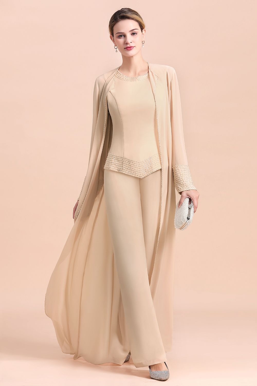 Champagne Brautmutterkleider Mit Jacket | Jumpsuit Brautmutterkleid-Misshow.de