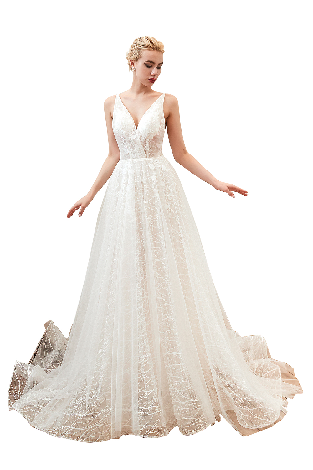 Boho Hochzeitskleid A Linie | Schlichte Brautkleider Günstig Online-Misshow.de