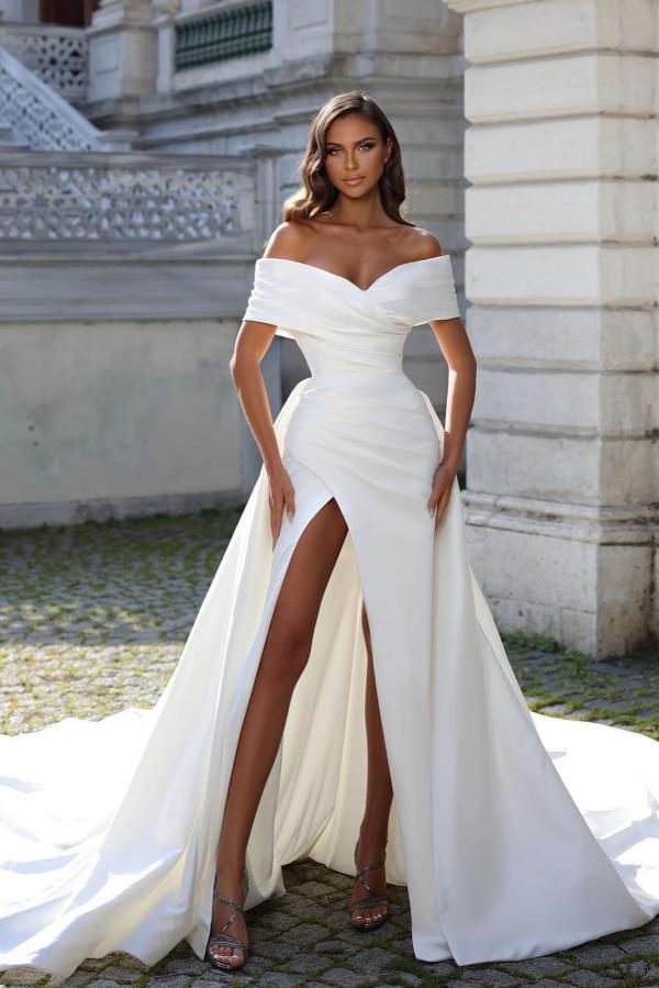 Schöne Hochzeitskleider Satin | Brautkleider A Linie Günstig