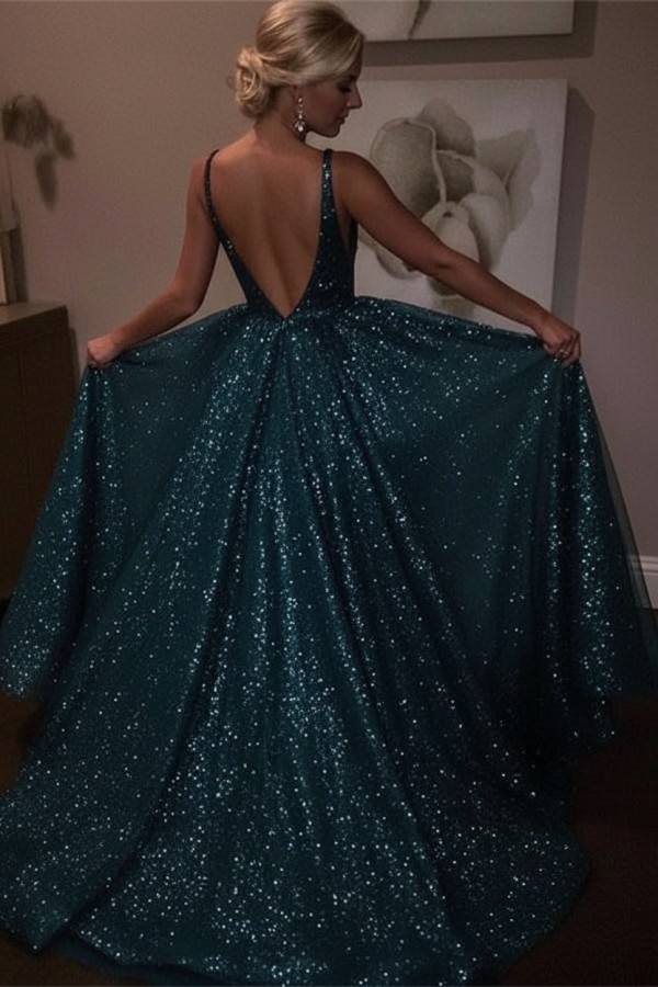 Elegante Abendkleider Lang Weiß Pailletten A Line Abiballkleider Günstig Online