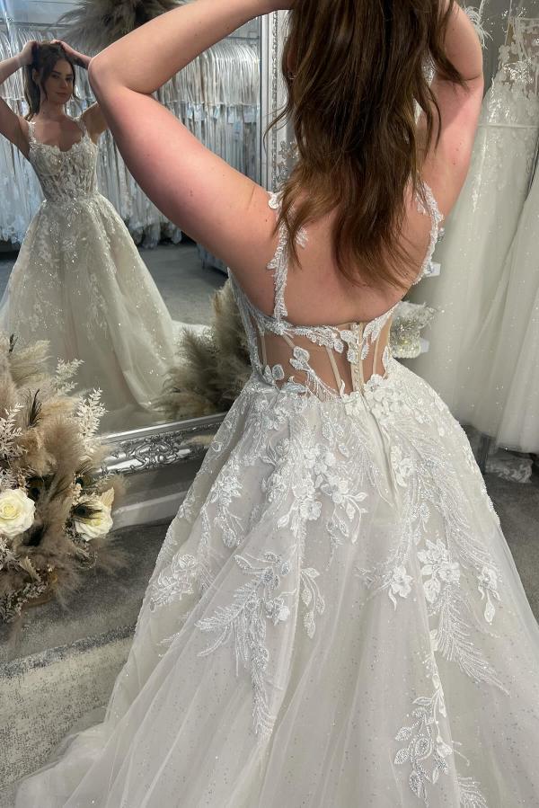 Schöne Brautkleider Creme | Hochzeitskleider A Linie Spitze