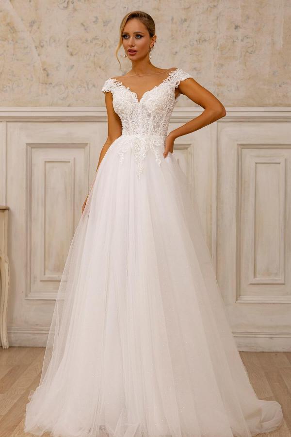 Schlichte Hochzeitskleider Günstig | Brautkleider A Linie Spitze