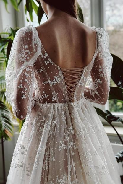Designer Brautkleider mit Ärmel | Hochzeitskleider A Linie mit Spitze