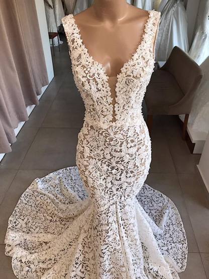 Elegante Brautkleid Spitze Meerjungfrau | Hochzeitskleid Günstig Online