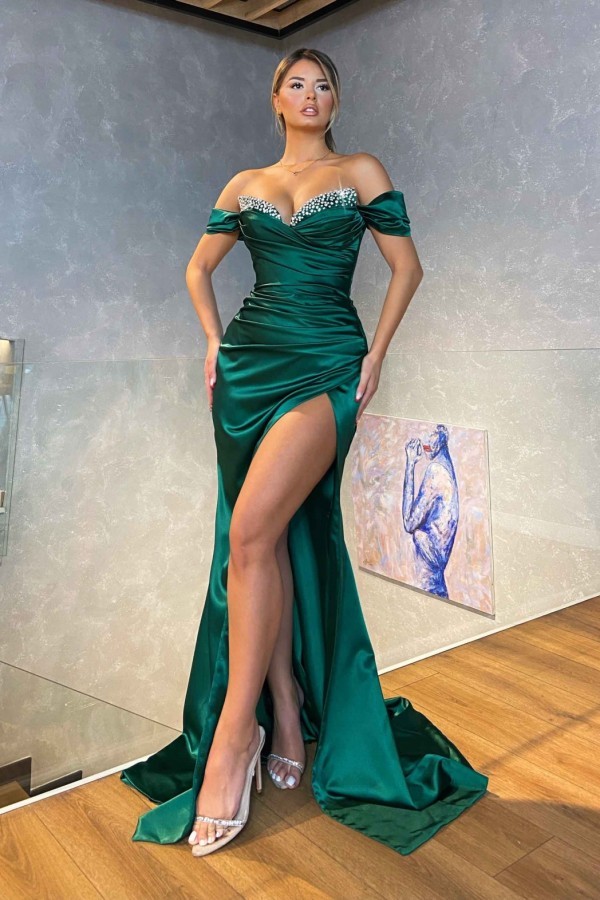 Designer Abiballkleider Lang Grün | Abiballkleider mit Glitzer
