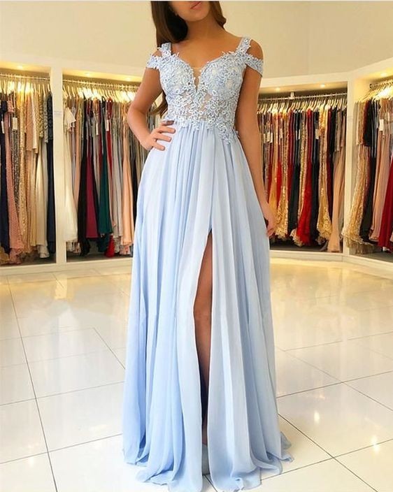 Blaue Chiffon Abendkleider Lang Günstig Eutui Abiballkleider Abendmoden-Misshow.de