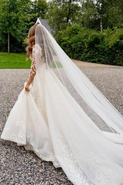 Modern Hochzeitskleider A Linie Spitze | Brautkleider mit Ärmel