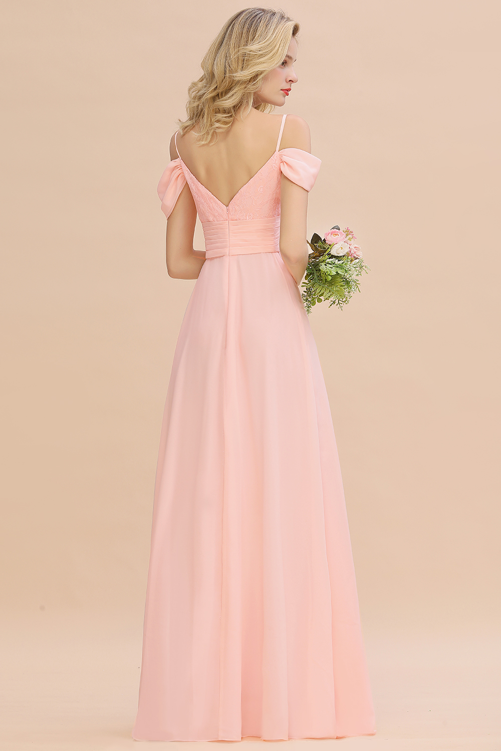 Brautjungfernkleider Lang Rosa | Chiffon Kleider Abendmoden-Misshow.de