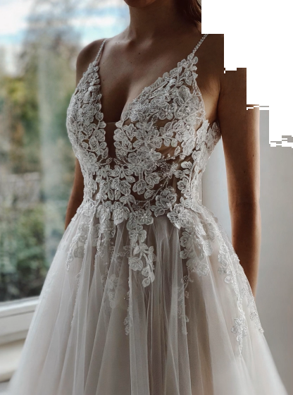 Boho Hochzeitskleider Mit Spitze | A Linie Brautkleid Rückenfrei