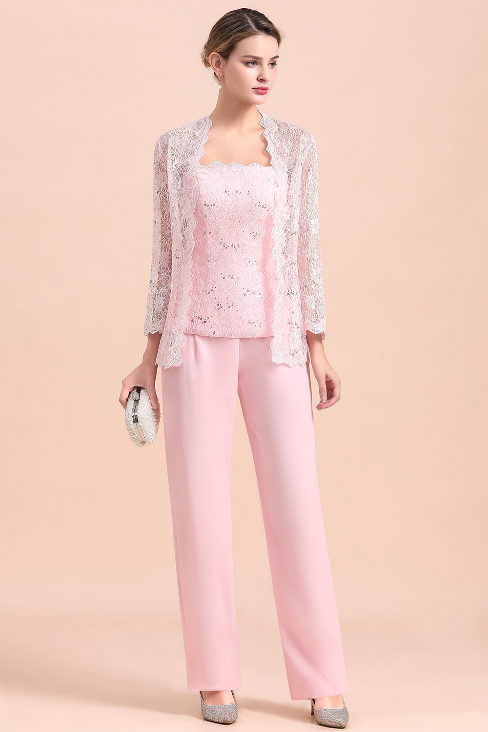 Rosa Brautmutterkleider Mit Bolero | Jumpsuit Brautmutterkleid Günstig-Misshow.de