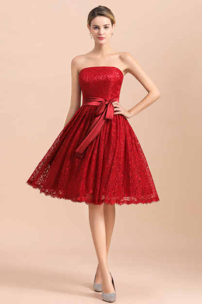Brautjungfernkleid Kurz Rot | Schöne Brautjungfernkleider Günstig